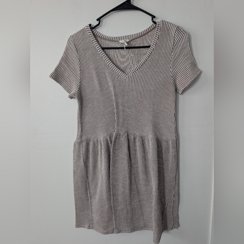 Caution To The Wind Brown And White Striped Dress Size Medium
